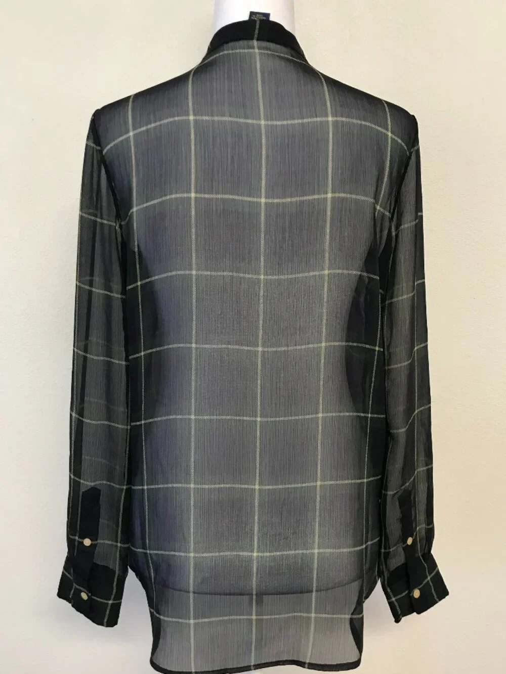 Polo Ralph Lauren Sheer Plaid Chiffon Button Shirt Youth 16 Fits XS